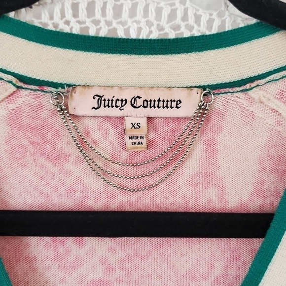 Juicy Couture Cardigan Sweater 100% Wool Y2K Barbiecore Python Pink XS - Picture 8 of 8